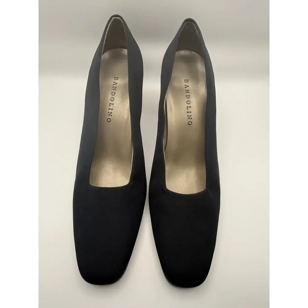 Bandolino Black Pumps 7.5 Minimalist Block Heel Classic Workwear Quiet Luxury